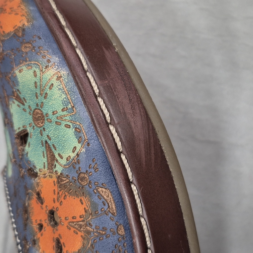 Spring Step Blue Multi Floral Leather Mary Jane Clog Mules - Picture 14 of 14